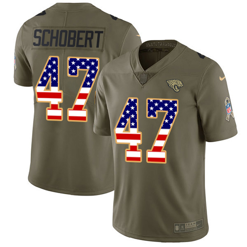 Jacksonville Jaguars #47 Joe Schobert Olive USA Flag Youth Stitched NFL Limited 2017 Salute To Service Jersey->youth nfl jersey->Youth Jersey